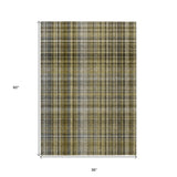 Homeroots 3' X 5' Green Beige And Gray Plaid Washable Non Skid Indoor Outdoor Area Rug Taupe Polyester 561924