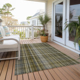 Homeroots 3' X 5' Green Beige And Gray Plaid Washable Non Skid Indoor Outdoor Area Rug Taupe Polyester 561924