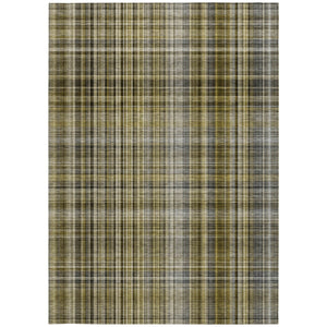 Homeroots 3' X 5' Green Beige And Gray Plaid Washable Non Skid Indoor Outdoor Area Rug Taupe Polyester 561924