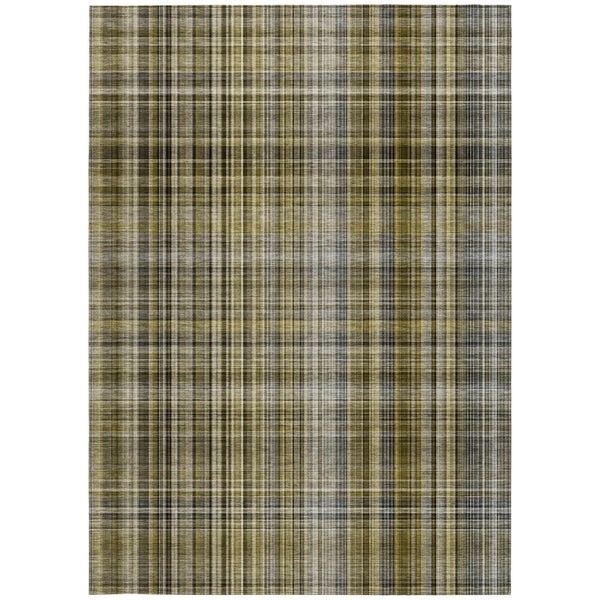 Homeroots 3' X 5' Green Beige And Gray Plaid Washable Non Skid Indoor Outdoor Area Rug Taupe Polyester 561924