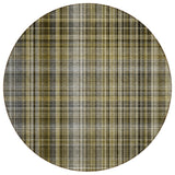 Homeroots 8' X 8' Green Beige And Gray Round Plaid Washable Non Skid Indoor Outdoor Area Rug Taupe Polyester 561926