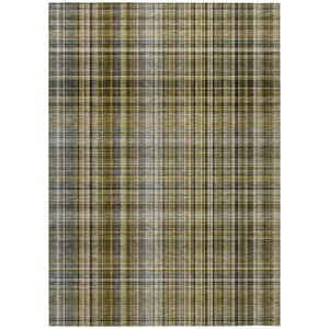 Homeroots 8' X 10' Green Beige And Gray Plaid Washable Non Skid Indoor Outdoor Area Rug Taupe Polyester 561927