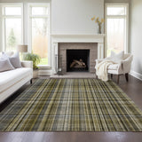 Homeroots 8' X 10' Green Beige And Gray Plaid Washable Non Skid Indoor Outdoor Area Rug Taupe Polyester 561927