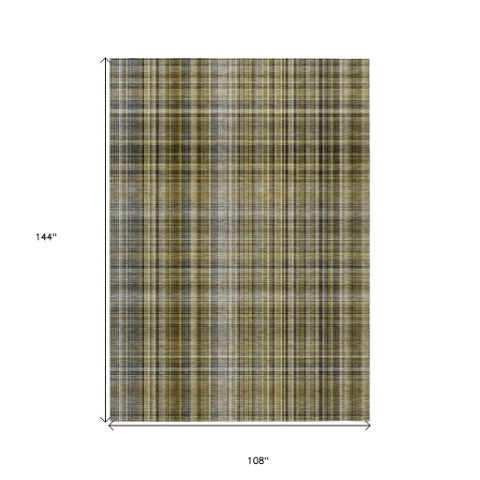 Homeroots 2' Stylish Plaid Washable Non-skid Indoor Outdoor Area Rug For Kids And Pets In Chic Design Taupe Polyester 561928