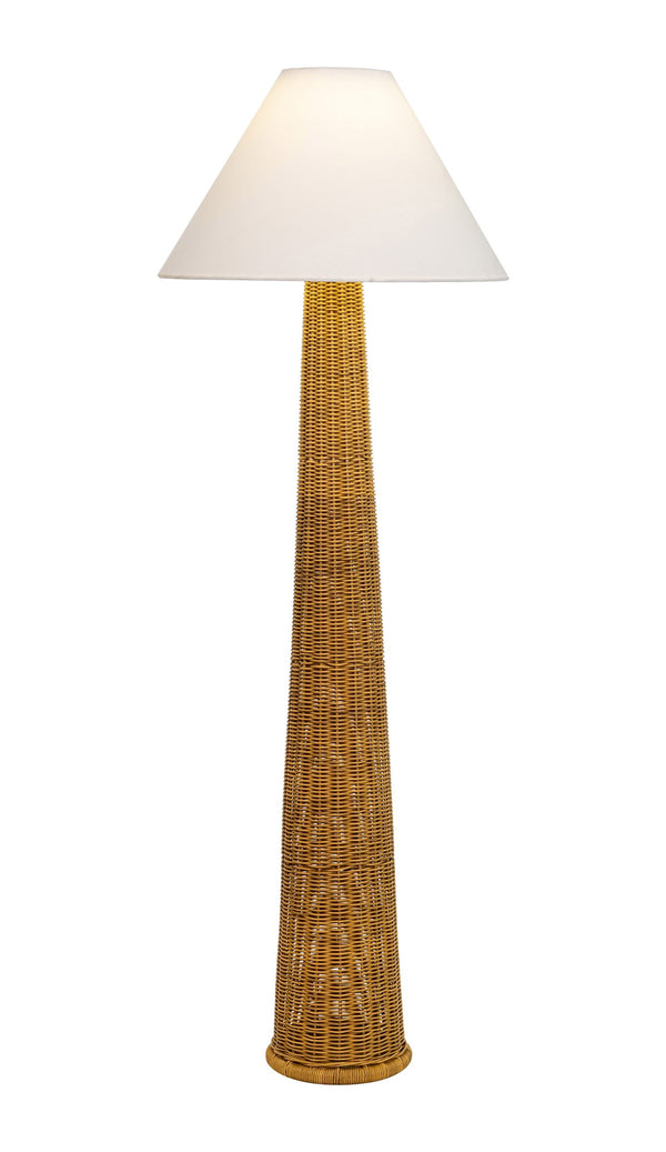 Zuo Modern Palmia Woven Rattan Solar Outdoor Floor Lamp with Warm Led Ambient Lighting 56193