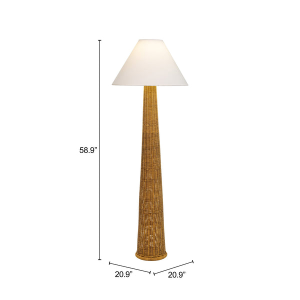 Palmia Woven Rattan Solar Outdoor Floor Lamp with Warm Led Ambient Lighting