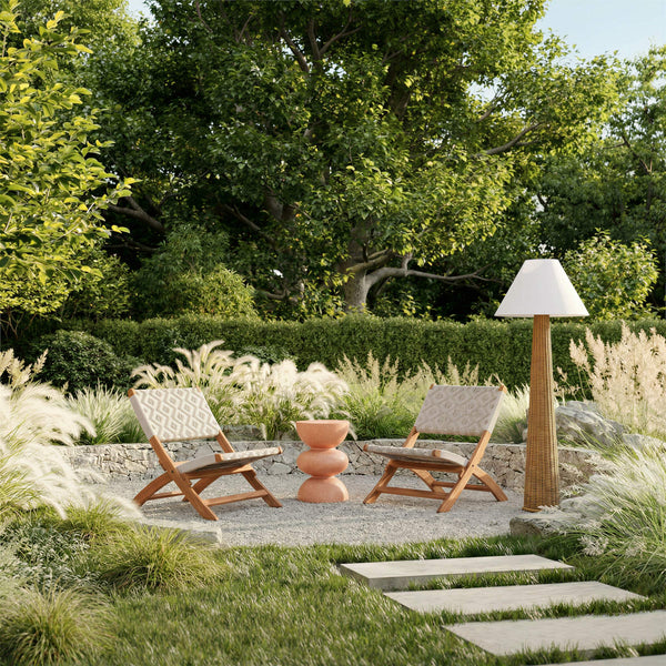 Palmia Woven Rattan Solar Outdoor Floor Lamp with Warm Led Ambient Lighting