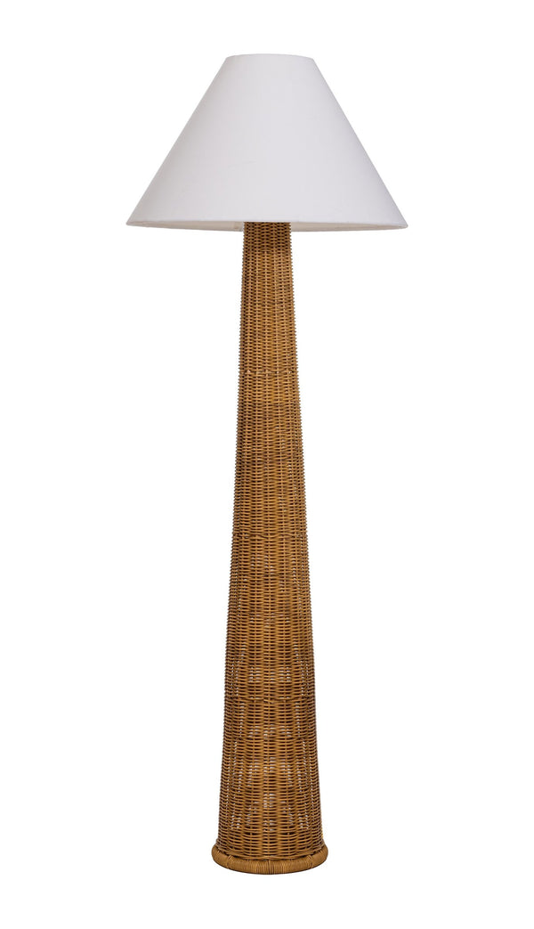 Palmia Woven Rattan Solar Outdoor Floor Lamp with Warm Led Ambient Lighting