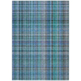 Homeroots 3' X 5' Blue Teal And Gray Plaid Washable Non Skid Indoor Outdoor Area Rug Teal Polyester 561933