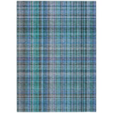 Homeroots 3' X 5' Blue Teal And Gray Plaid Washable Non Skid Indoor Outdoor Area Rug Teal Polyester 561933