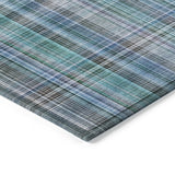 Homeroots 3' X 5' Blue Teal And Gray Plaid Washable Non Skid Indoor Outdoor Area Rug Teal Polyester 561933