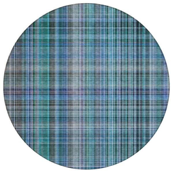 HomeRoots 5' X 8' Classic Plaid Washable Non-Skid Area Rug for Indoor & Outdoor Spaces – Durable & Stylish Teal 561935