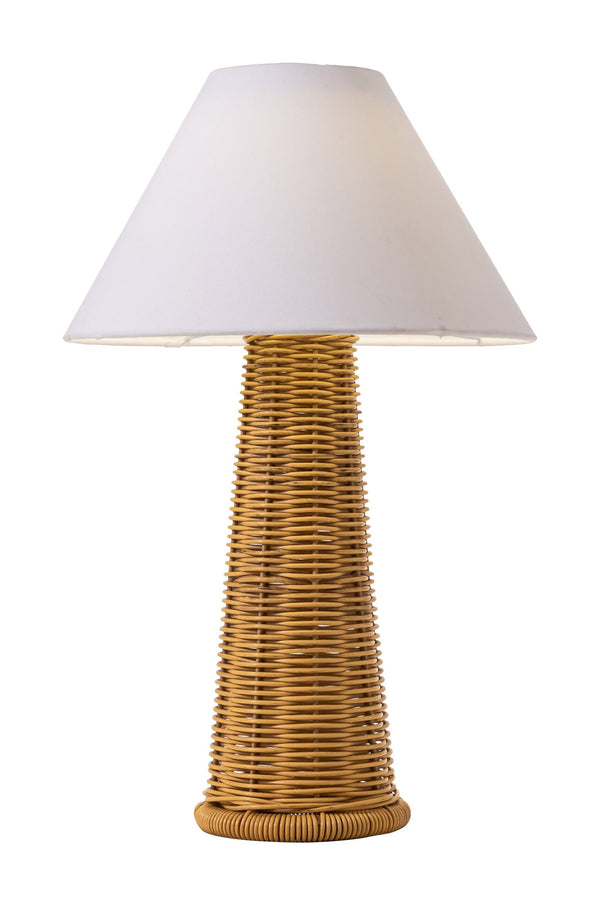 Palmia Solar Woven Rattan Outdoor Table Lamp with Warm Led and Usb Recharge
