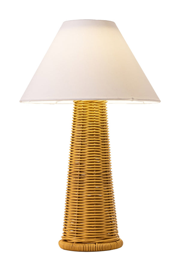 Palmia Solar Woven Rattan Outdoor Table Lamp with Warm Led and Usb Recharge