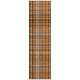 Homeroots 2' X 8' Orange Brown And Gray Plaid Washable Non Skid Indoor Outdoor Area Rug Terracotta Polyester 561940