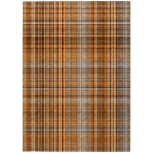Homeroots 2' Stylish Plaid Washable Non-skid Indoor Outdoor Area Rug For Kids And Pets In Chic Design Terracotta Polyester 561942