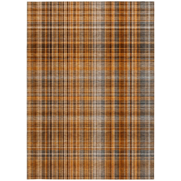 Homeroots 2' Stylish Plaid Washable Non-skid Indoor Outdoor Area Rug For Kids And Pets In Chic Design Terracotta Polyester 561942