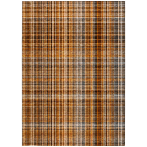 Homeroots 5' X 8' Terra Cotta Plaid Washable Non Skid Indoor Outdoor Area Rug Terracotta Polyester 561943