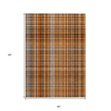 Homeroots 5' X 8' Terra Cotta Plaid Washable Non Skid Indoor Outdoor Area Rug Terracotta Polyester 561943