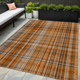 Homeroots 5' X 8' Terra Cotta Plaid Washable Non Skid Indoor Outdoor Area Rug Terracotta Polyester 561943