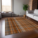 Homeroots 5' X 8' Terra Cotta Plaid Washable Non Skid Indoor Outdoor Area Rug Terracotta Polyester 561943