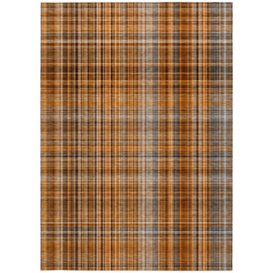 Homeroots 9' X 12' Terra Cotta Plaid Washable Non Skid Indoor Outdoor Area Rug Terracotta Polyester 561946