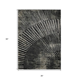 Homeroots 3' Abstract Washable Indoor Outdoor Area Rug – Stylish, Durable, And Stain-resistant For Any Space Black Polyester 561951