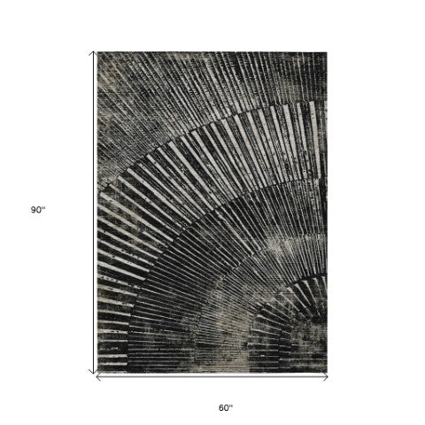 Homeroots 3' Abstract Washable Indoor Outdoor Area Rug – Stylish, Durable, And Stain-resistant For Any Space Black Polyester 561952