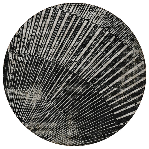 Homeroots 3' Abstract Washable Indoor Outdoor Area Rug – Stylish, Durable, And Stain-resistant For Any Space Black Polyester 561953