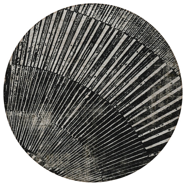 Homeroots 3' Abstract Washable Indoor Outdoor Area Rug – Stylish, Durable, And Stain-resistant For Any Space Black Polyester 561953