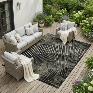 Abstract Indoor Outdoor Area Rug Machine Washable Non Skid Uv Resistant Felt Backing