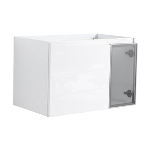 English Elm 30" Floating Bathroom Vanity Glossy White Plywood with Frosted Glass Soft Close Doors W999P387159