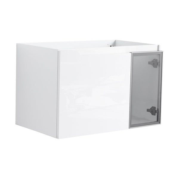 English Elm 30" Floating Bathroom Vanity Glossy White Plywood with Frosted Glass Soft Close Doors W999P387159