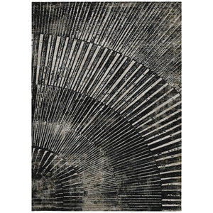 Homeroots 10' X 14' Black And Ivory Abstract Washable Non Skid Indoor Outdoor Area Rug Black Polyester 561956