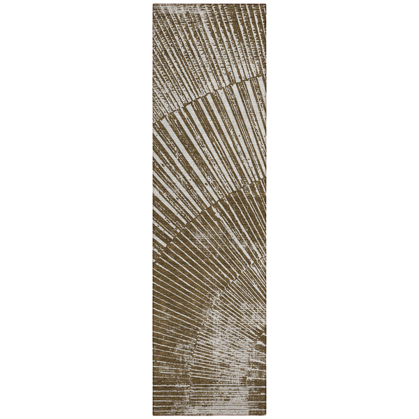 Homeroots 8' Runner Chocolate Abstract Washable Non Skid Indoor Outdoor Runner Rug Chocolate Polyester 561958