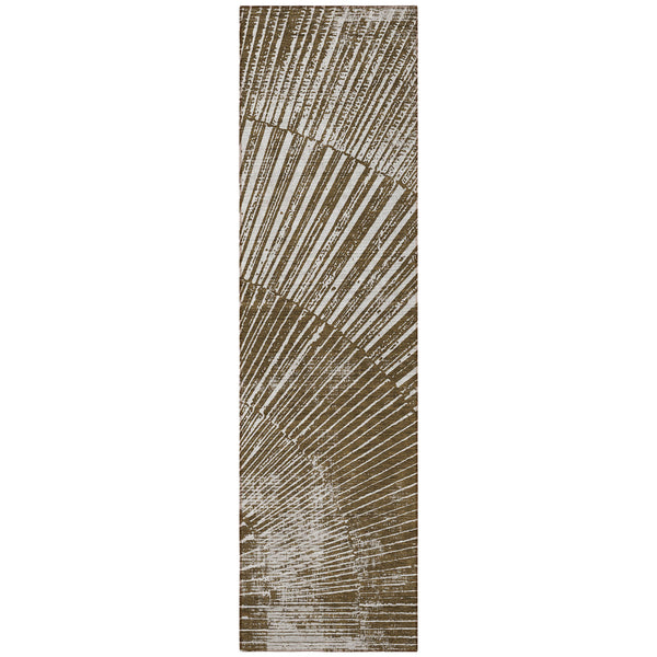 Homeroots 8' Runner Chocolate Abstract Washable Non Skid Indoor Outdoor Runner Rug Chocolate Polyester 561958