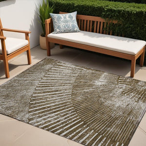 Homeroots 3' Abstract Washable Indoor Outdoor Area Rug – Stylish, Durable, And Stain-resistant For Any Space Chocolate Polyester 561961