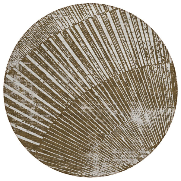 HomeRoots 5' Stylish Abstract Indoor Outdoor Area Rug - Durable, Washable, Stain-Resistant, UV-Protected Design Chocolate 561962