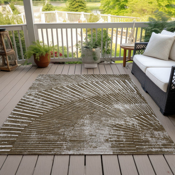 Homeroots 3' Abstract Washable Indoor Outdoor Area Rug – Stylish, Durable, And Stain-resistant For Any Space Chocolate Polyester 561964