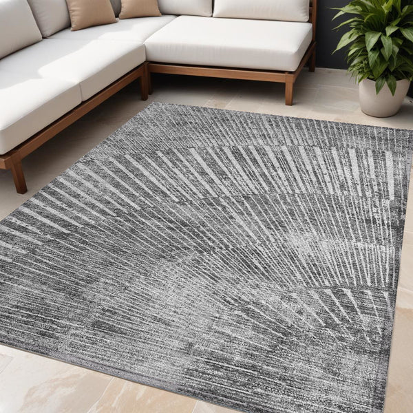 Homeroots 3' Abstract Washable Indoor Outdoor Area Rug – Stylish, Durable, And Stain-resistant For Any Space Gray Polyester 561970