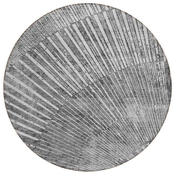 HomeRoots 5' Stylish Abstract Indoor Outdoor Area Rug - Durable, Washable, Stain-Resistant, UV-Protected Design Gray 561971