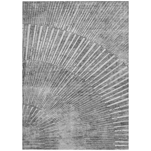 Homeroots 10' X 14' Gray And Ivory Abstract Washable Non Skid Indoor Outdoor Area Rug Gray Polyester 561974