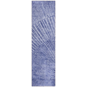 Homeroots 8' Runner Navy Blue Abstract Washable Non Skid Indoor Outdoor Runner Rug Navy Polyester 561976