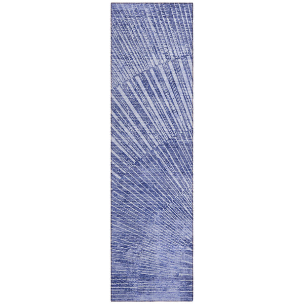 Homeroots 8' Runner Navy Blue Abstract Washable Non Skid Indoor Outdoor Runner Rug Navy Polyester 561976
