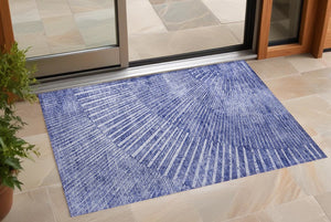 Homeroots 3' Abstract Washable Indoor Outdoor Area Rug – Stylish, Durable, And Stain-resistant For Any Space Navy Polyester 561978