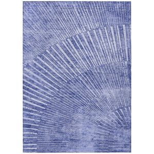 HomeRoots 5' Stylish Abstract Indoor Outdoor Area Rug - Durable, Washable, Stain-Resistant, UV-Protected Design Navy 561979