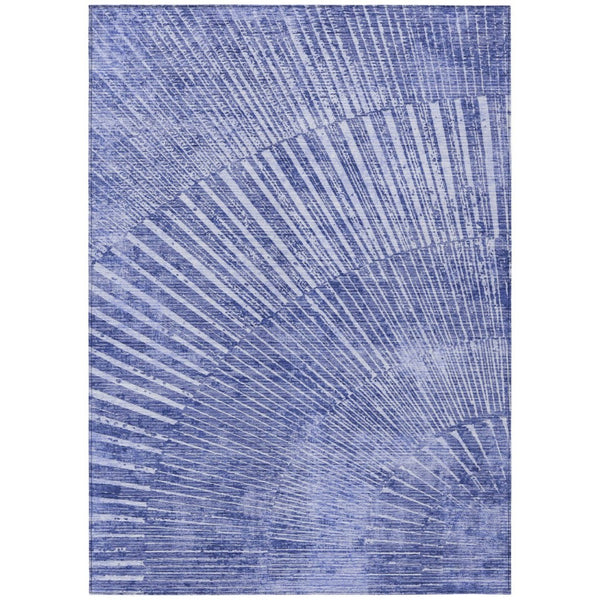 HomeRoots 5' Stylish Abstract Indoor Outdoor Area Rug - Durable, Washable, Stain-Resistant, UV-Protected Design Navy 561979