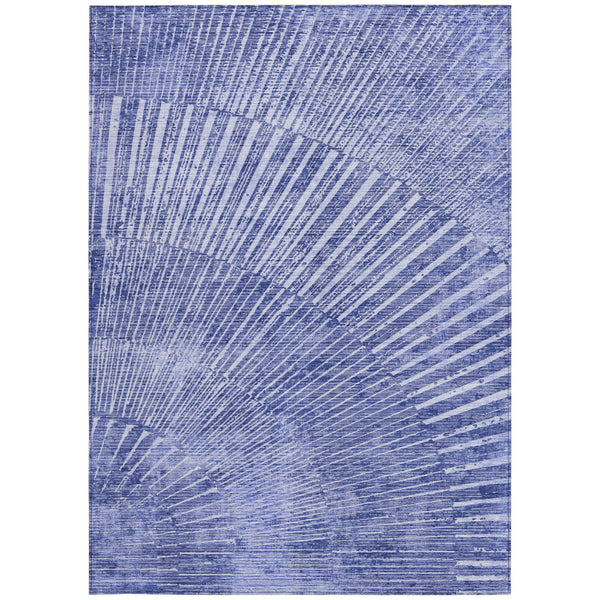 Homeroots 8' X 10' Navy Blue Abstract Washable Non Skid Indoor Outdoor Area Rug Navy Polyester 561981