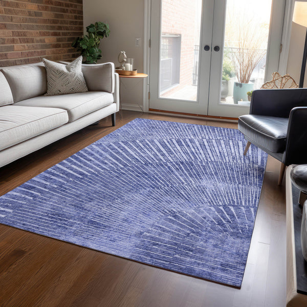 Homeroots 8' X 10' Navy Blue Abstract Washable Non Skid Indoor Outdoor Area Rug Navy Polyester 561981