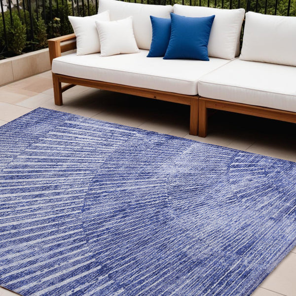 Homeroots 3' Abstract Washable Indoor Outdoor Area Rug – Stylish, Durable, And Stain-resistant For Any Space Navy Polyester 561982